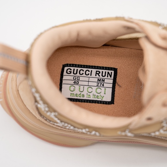Size 40eu 10 US Gucci Run Sneakers GG Crystal Powder Pink Rose Blush Mesh - Picture 10 of 12